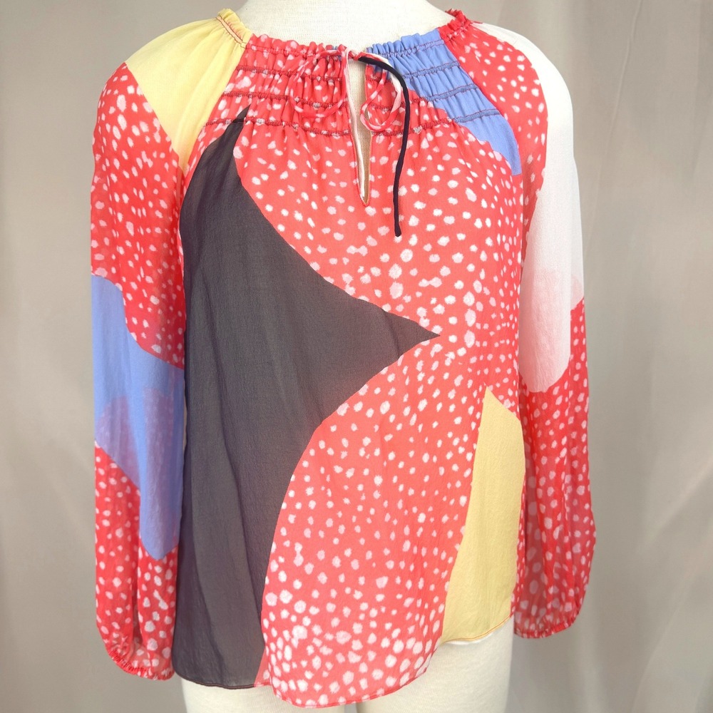 DIANE Von FURSTENBERG Silk Womens Tunic (4) Peasant Parry Lightweight Colorful